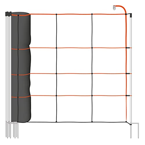 VOSS.farming TitanLight Net Schafnetz mit Vertikalstreben, 50m, 2 Spitzen, 90cm Netzhöhe, orange, Elektrozaun-Netz, Schweine, Ziegen von VOSS.farming