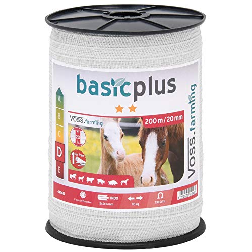 VOSS.farming Weidezaunband, 200 m, 20 mm breit, mit 5X 0,16 NIRO Elektrozaun Stromzaun Pferdezaun VOSS.farming Weidezaunband, 200 m, 20 mm breit, mit 5X 0,16 NIRO Elektrozaun Stromzaun Pferdezaun von VOSS.farming