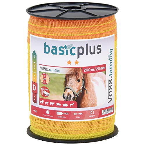 VOSS.farming Weidezaunband – Länge wählbar - 20mm gelb Oranges Elektrozaunband 5X 0,16 Niroleiter - mit Zubehör - Elektroband Weidezaun Elektrozaun Ponyzaun Pferdezaun VOSS.farming Weidezaunband – Länge wählbar - 20mm gelb Oranges Elektrozaunband 5X 0,16 Niroleiter - mit Zubehör - Elektroband Weidezaun Elektrozaun Ponyzaun Pferdezaun von VOSS.farming
