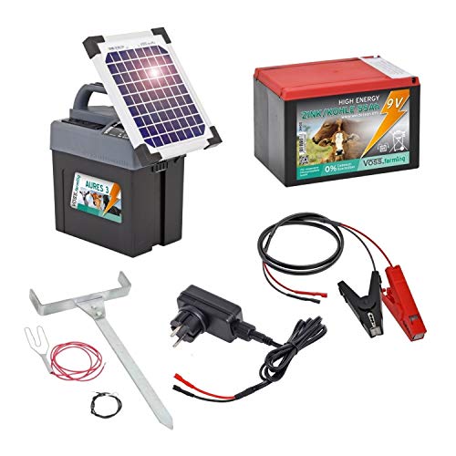 VOSS.farming Weidezaungerät 9V 12V 230V Duopower inkl. Batterie + Solar + 230V Adaper + Zubehör - Das Komplettset für Ihren Elektrozaun/Pferdezaun von VOSS.farming