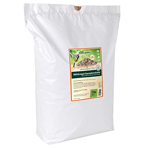 VOSS.garden 15kg Wildvogel Ganzjahresfutter Streufutter Vogelfuttermischung für Vogelhaus und Futterstation von VOSS.garden