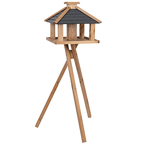VOSS.garden Vogelhaus „Lina“ mit Futtersilo inklusive Ständer Futterhaus Holzhaus Vogelfutterhaus Futterstation Vogelhäuschen von VOSS.garden