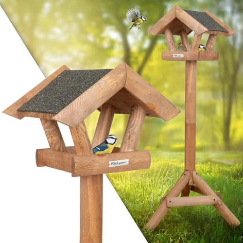 VOSS.garden Vogelhaus Vinde, braun, Bitumendach, 117cm, Futterhäuschen inkl. Ständer von VOSS.garden