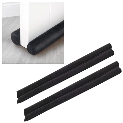 2X VOSSBACH Mikrofaser Tür Zugluftstopper Schwarz mit Doppeldichtung Türdichtung Türisolierung Dichtung Isolierung Windstopper von VOSSBACH
