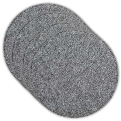 VOSSBACH 4er Set Filz Sitzkissen Rund Anthrazit oder Grau Ø 35 cm mit Antirutschnoppen Stuhlkissen Sitzauflage Filzkissen (Grau) von VOSSBACH
