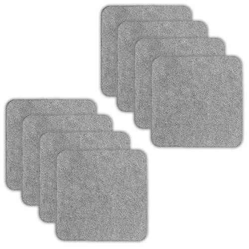 VOSSBACH 8er Set Filz Sitzkissen Eckig Anthrazit oder Grau 35 x 35 cm mit Antirutschnoppen Stuhlkissen Sitzauflage Filzkissen (Grau) von VOSSBACH