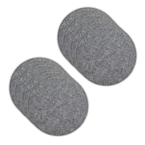 VOSSBACH 8er Set Filz Sitzkissen Rund Anthrazit oder Grau Ø 35 cm mit Antirutschnoppen Stuhlkissen Sitzauflage Filzkissen (Grau) von VOSSBACH