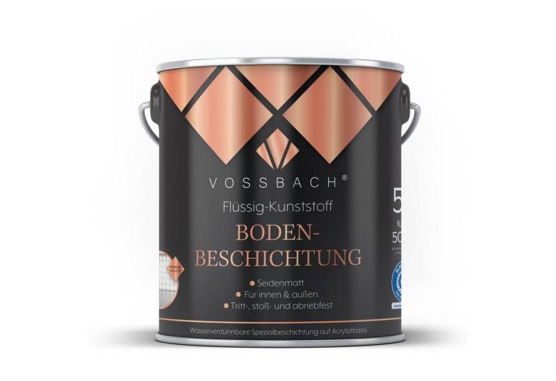 VOSSBACH Bodenversiegelung Premium Flüssig Kunststoff Bodenbeschichtung Betonfarbe Bodenfarbe, 5L RAL 7001 Silbergrau Seidenmatt von VOSSBACH