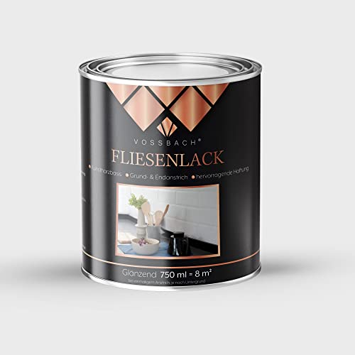 VOSSBACH Premium Fliesenlack 750 ml Dose RAL 7016 Anthrazitgrau Glänzend Fliesenfarbe Decke Wand Fliesen Farbe Lack von VOSSBACH