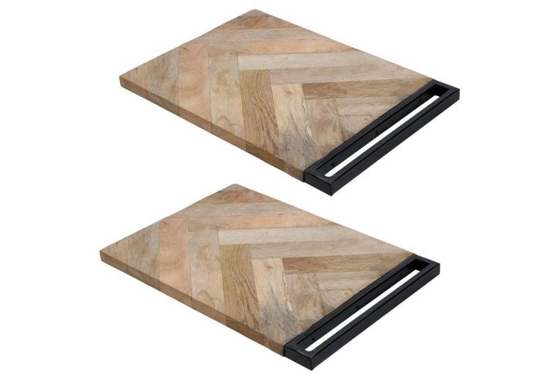 VOSSBACH Schneidebrett Premium Holzbrett Servierbrett Tranchierbrett Küchenbrett, Mangoholz, (2-St), aus Mangoholz mit Griff 30 x 40 x 2 cm von VOSSBACH
