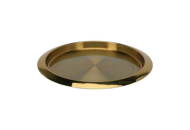 VOSSBACH Servierplatte Serviertablett Frühstückstablett Dekotablett Kellnertablett, Edelstahl, (1-tlg), Rund ø 35 cm Gold von VOSSBACH