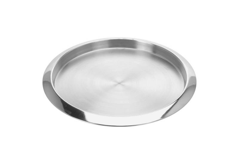 VOSSBACH Servierplatte Serviertablett Frühstückstablett Dekotablett Kellnertablett, Edelstahl, (1-tlg), Rund ø 35 cm Silber von VOSSBACH