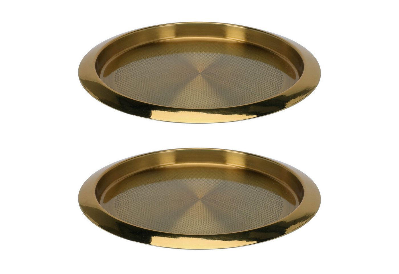 VOSSBACH Servierplatte Serviertablett Frühstückstablett Dekotablett Kellnertablett, Edelstahl, (2-tlg), Rund ø 35 cm Gold von VOSSBACH