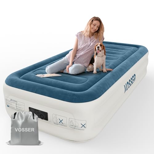 VOSSER Doppel-Luftmatratze mit eingebauter Pumpe, aufblasbare Matratze, 2 Minuten, selbstaufblasend/abzulassen, dickere aufblasbare Matratze, auslaufsicher, beflockte Oberseite, Luftbett mit VOSSER Doppel-Luftmatratze mit eingebauter Pumpe, aufblasbare Matratze, 2 Minuten, selbstaufblasend/abzulassen, dickere aufblasbare Matratze, auslaufsicher, beflockte Oberseite, Luftbett mit von VOSSER