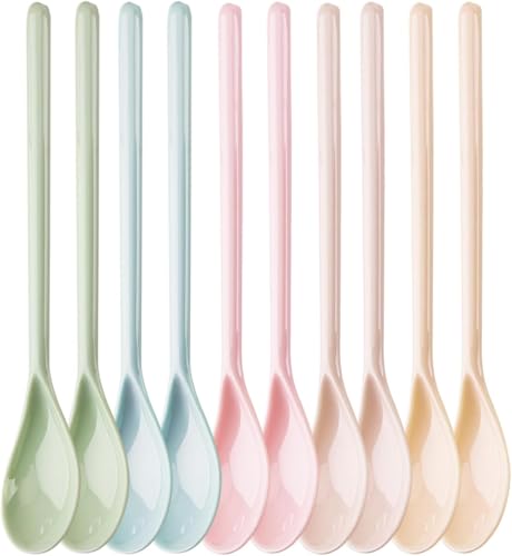 10 Pcs Plastiklöffel,Farbe Kunststoff Löffel,Mehrweg Suppenlöffel,Lang Eierlöffel,Dessert Kaffeelöffel,Marmeladenlöffel für Imitation Porzellan Geschirr für Getränke Eier Eis Joghurt Kaffee 10 Pcs Plastiklöffel,Farbe Kunststoff Löffel,Mehrweg Suppenlöffel,Lang Eierlöffel,Dessert Kaffeelöffel,Marmeladenlöffel für Imitation Porzellan Geschirr für Getränke Eier Eis Joghurt Kaffee von VOSSOT