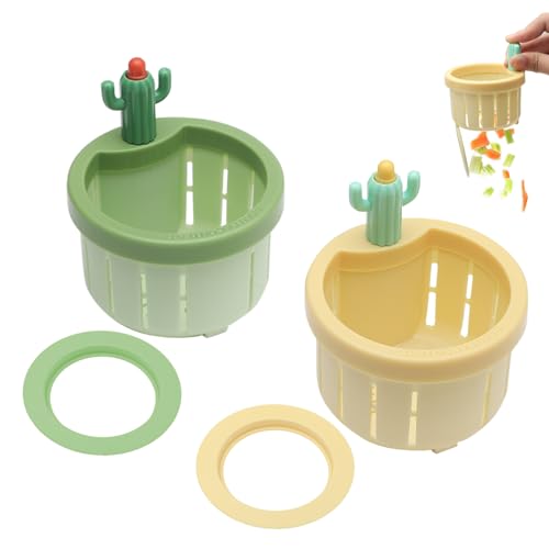 2 Stück Abflusssieb Küchenspüle,2024 Cactus Kitchen Sink Drain Strainer Mit 2 Abstandshaltern,Cactus Waschbeckensieb,Kaktus Küchenspüle,Spülbeckensieb,Geeignet für Waschbecken über 7,8 cm(Gelb+Grün) von VOSSOT