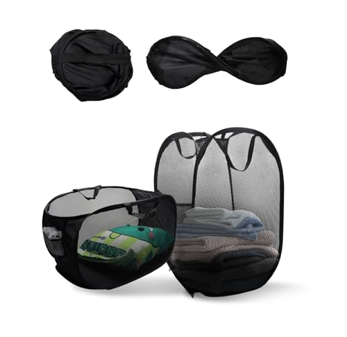 2 Stück Pop Up Wäschekorb Faltbar Großer Wäschesammler mit Henkel Schwarz Atmungsaktiver Wäschekorb Klappbar aus Netz, Faltbare Wäschekörbe für Badezimmer, Schlafzimmer, Reisen Camping 2 Stück Pop Up Wäschekorb Faltbar Großer Wäschesammler mit Henkel Schwarz Atmungsaktiver Wäschekorb Klappbar aus Netz, Faltbare Wäschekörbe für Badezimmer, Schlafzimmer, Reisen Camping von VOSSOT