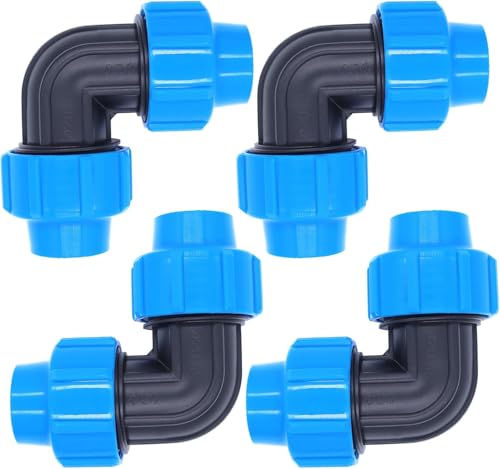 4 Stück PE Rohr 20mm Verschraubung PP Fitting Winkel 90 Grad Klemmverbinder Kunststoff PP Kupplung von VOSSOT