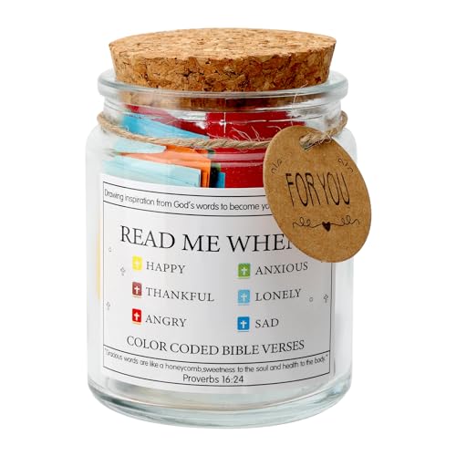 Bible Verses in a Jar 9*6cm,2024 New Uplifting Glass Scripture Prayer Jar,Christian Gifts Church Biblical Read Me When Bible Verses Valentines Gift Prayer Blessings Jar With Coloring Bible Verse Paper von VOSSOT