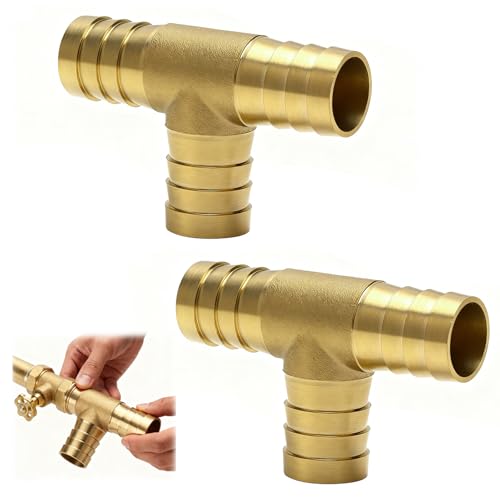VOSSOT 2 Stück Schlauchverbinder 3/4 Zoll – T Stück 3/4 Zoll Wasseranschluss Aus Messing – T Stück Wasseranschluss, Gartenschlauch für Luft, Wasser, Öl, messing schlauchverbinder,Robust und langlebig von VOSSOT
