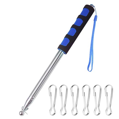 VOSSOT 2.5m Teleskop Fahnenmast Set,Handheld Teleskop Fahnenmast mit 6 Stücke Fahnenmast Clip Haken,Tragbarer Stab für Reiseleiter Lehrer Camping Lehrer Ausflüge Wettbewerbe von VOSSOT