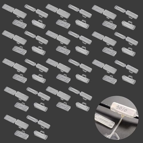 VOSSOT 50 Stück Kabeletiketten Erkennungsbox Kabeletiketten Kabel Beschriftung Wasserdichtes Kabel Etiketten Transparenter Kabelbinder Tags Box Wiederverwendbare Kabelmarkierer Kabelbeschriftung Clip von VOSSOT