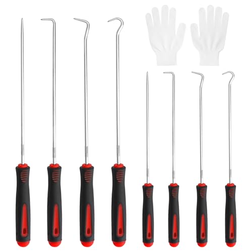 VOSSOT 8 Stück Mini Pick und Haken Set, Universal Nadel Haken Schaber Satz Hakenset Dichtung Demontage Werkzeug Präzision Haken Automobil Pick Werkzeug zum Entfernen von Schläuchen für Autoreparatur von VOSSOT