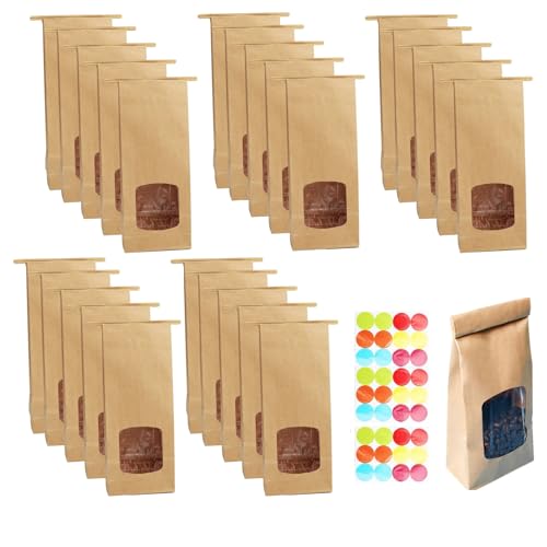 VOSSOT Braune Kraftpapier,TüTen mit Sichtfenster, Kraftpapier TüTen mit Verschlussclip PapiertüTen BrottüTen Papier KekstüTen mit Wasserdichtem Futter 26×11×5.5cm für NüSse Kaffeebohnen SüßIgkeiten VOSSOT Braune Kraftpapier,TüTen mit Sichtfenster, Kraftpapier TüTen mit Verschlussclip PapiertüTen BrottüTen Papier KekstüTen mit Wasserdichtem Futter 26×11×5.5cm für NüSse Kaffeebohnen SüßIgkeiten von VOSSOT
