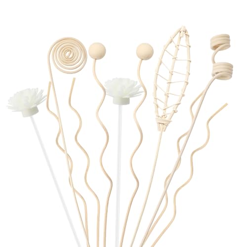 Raumduft Reed Diffuser, 9 Stück Aroma Reed Diffuser Sticks, Rattan-Holzdiffusorstäbchen, Diffusor Sticks Holz für Heimwerker, Duft-Diffusor-Ersatz Rattan Sticks für Home Office Spa Raumduft von VOSSOT