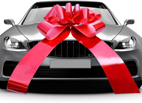 VOSSOT Schleife für Auto, 58 cm Riesige Große Rote Schleife für Auto Geburtstag große Geschenkschleife rote Schleife groß Geschenkschleife groß Schleife Auto große Schleife 18 Geburtstag Auto von VOSSOT