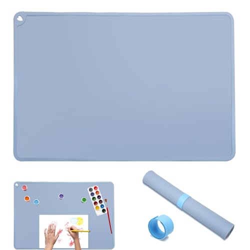 VOSSOT Silikon Malunterlage für Kinder 60 x 40cm, mit Pat-Pat-Kreis, Bastelunterlage Abwaschbar Silikonmatte Bastelmatte Schreibtischunterlage Rutschfeste Platzdeckchen Tischmatte, für Basteln, Malen von VOSSOT