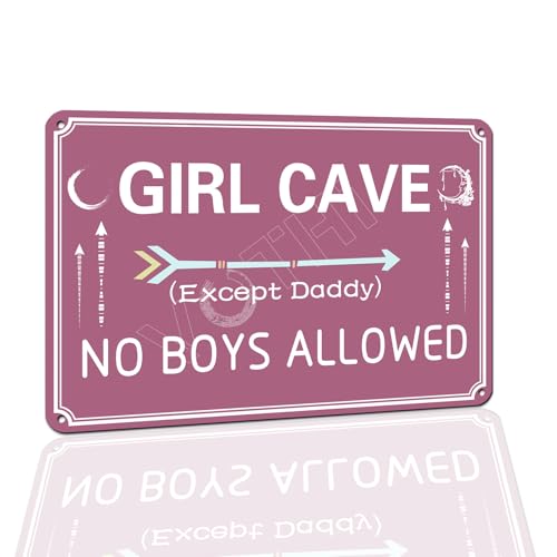 VOTHI Schild mit Aufschrift "No Boys Allowed", Aluminium-Wandkunst für Tochter, Schlafzimmer, Spielzimmer oder Wohnheim, lustiges Teen-Dekor, Teen, Mädchen, Höhle zum Aufhängen, 20,3 x 30,5 cm VOTHI Schild mit Aufschrift "No Boys Allowed", Aluminium-Wandkunst für Tochter, Schlafzimmer, Spielzimmer oder Wohnheim, lustiges Teen-Dekor, Teen, Mädchen, Höhle zum Aufhängen, 20,3 x 30,5 cm von VOTHI