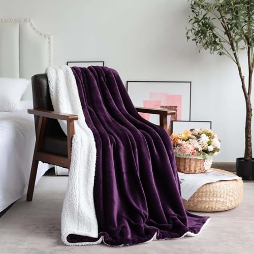 VOTOWN HOME Decke Kuscheldecke Purple, Warm Flauschig Sherpa Decke, Weich Fleecedecke Decke als Wohndecke, etra Large Sofadecke, 220x240 cm XXL, Violett von VOTOWN HOME