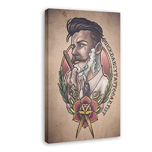 VOUERD Kein Rahmen 30x50cm Leinwandposter Vintage Poster A Haircut Posters Barbershop Poster The Hairdresser's Rock 'n' Roll Tattoo Cool Poster Canvas von VOUERD