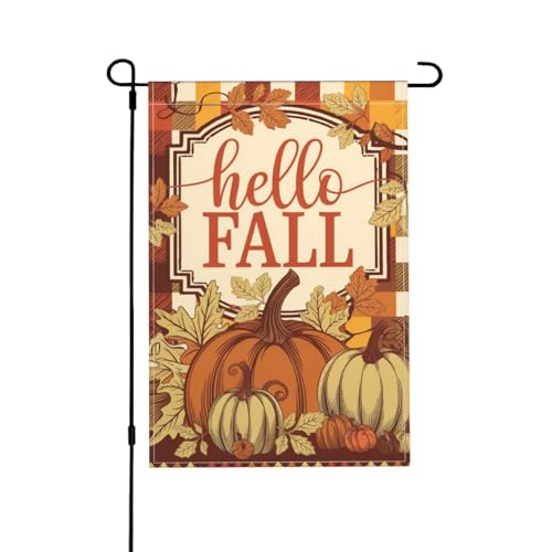 Gartenflagge "Happy Fall" – 30,5 x 45,7 cm, doppelseitige Outdoor-Dekoration, strapazierfähiges Polyestergewebe, Herbst-Hof-Banner für Garten, saisonales Willkommensschild von VOUGGIME