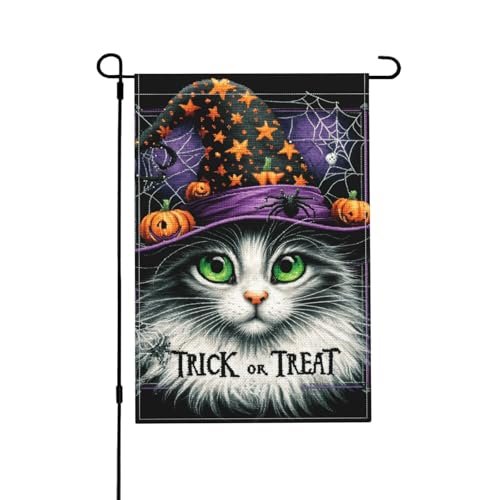 Halloween-Gartenflagge, 30,5 x 45,7 cm, doppelseitig, Süßes oder Saures, gruselige Spinne, Kürbis, Katze, Happy Halloween, Hof-Dekoration für Urlaub im Freien Halloween-Gartenflagge, 30,5 x 45,7 cm, doppelseitig, Süßes oder Saures, gruselige Spinne, Kürbis, Katze, Happy Halloween, Hof-Dekoration für Urlaub im Freien von VOUGGIME