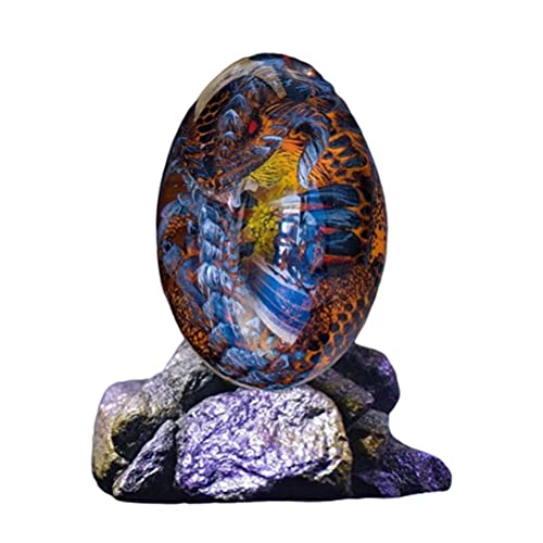 VOUNEDA Kristall-Drache, Hof-Drache-Skulptur, 3D-Schnitz-Drachen-Kristallkugel, Drachen-Garten-Ornamente, Lava-Drachen-Ei mit Display-Kristallharz-Drachen-Ornamenten Desktop-Dekor von VOUNEDA