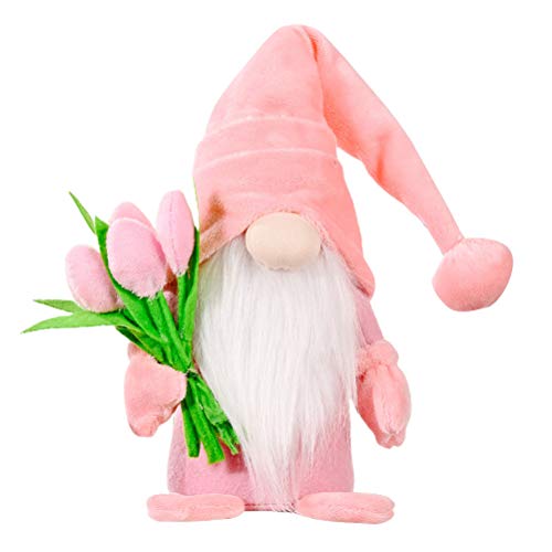 VOUNEDA Muttertag Tulpe Gesichtslose Gnom Plüschpuppe,Plüsch Gestrickte Plüschpuppe,Tulpe Zwerg Flanell Puppe Handgemachte schwedische Tomte Elfenpuppe Home Office Dekoration,37 * 8 * 6cm von VOUNEDA