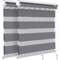 Vounot - 2er Set Doppelrollo klemmfix ohne Bohren, Duo Rollo Klemmrollo für Fenster und Tür, 100x150 cm, Grau von VOUNOT