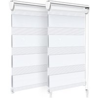 2er Set Doppelrollo klemmfix ohne Bohren, Duo Rollo Klemmrollo für Fenster und Tür, 45x150 cm, Weiß - Vounot von VOUNOT
