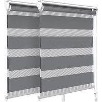 Vounot - 2er Set Doppelrollo klemmfix ohne Bohren, Duo Rollo Klemmrollo für Fenster und Tür, 80x150 cm, Grau von VOUNOT