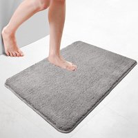 Badematte Rutschfeste Mikrofaser Badezimmerteppich 60x90cm Grau - Vounot von VOUNOT