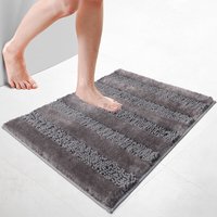 Chenille Badematte Rutschfeste, Mikrofaser Badezimmerteppich 60x90cm Grau - Vounot von VOUNOT