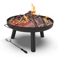 Vounot - Feuerschale mit Schürhaken, Feuerkorb Feuerstelle für Garden Terrasse Heizung, ø 60 cm, Schwarz von VOUNOT