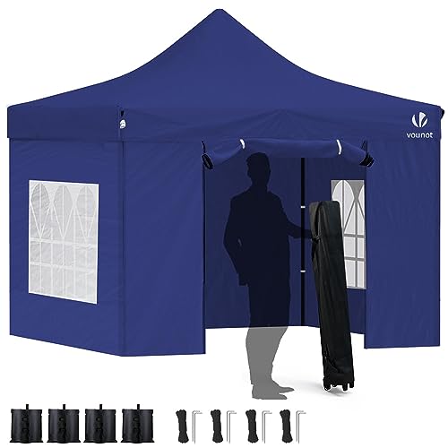 VOUNOT Pavillon 3x3m Wasserdicht Stabil Winterfest, Pop Up Faltpavillon mit 4 Seitenteilen und 4 Sandsäcke, Party Pavillon Faltbar Gartenzelt Partyzelt, Blau von VOUNOT