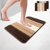 VOUNOT® 2er-Set Badematte Rutschfeste, Mikrofaser Badezimmerteppich Farbverlauf 40x60cm Beige von VOUNOT