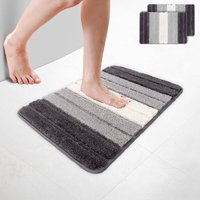 VOUNOT® 2er-Set Badematte Rutschfeste, Mikrofaser Badezimmerteppich Farbverlauf 40x60cm Grau von VOUNOT