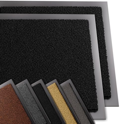 VOUNOT 2er-Set Hochwertige Fußmatte Innen und Außen, Schmutzfangmatte rutschfest,waschbar & wetterfest, Fussmatte für Eingangsbereich & Aussenbereich, Läufer Flur dünn 40x60cm, Schwarz von VOUNOT