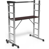 Alu Leitergerüst 3 in 1, Arbeitsbühne bis 150KG Belastbar, 2x6 Sprossen - Vounot von VOUNOT