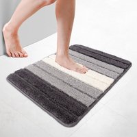 VOUNOT® Badematte Rutschfeste, Mikrofaser Badezimmerteppich Farbverlauf 50x80cm Grau von VOUNOT